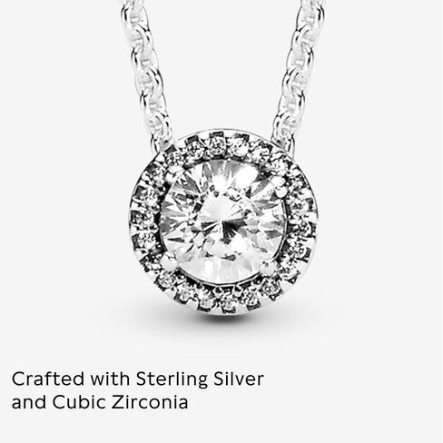 Pandora Round Sparkle Halo Necklace - Adjustable Necklace with Lobster Clasp - Jewelry for Women - Sterling Silver & Cubic Zirconia - 17.7", With Gift Box in Saudi Arabia