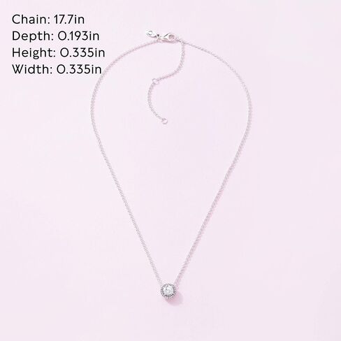 Pandora Round Sparkle Halo Necklace - Adjustable Necklace with Lobster Clasp - Jewelry for Women - Sterling Silver & Cubic Zirconia - 17.7", With Gift Box in Saudi Arabia