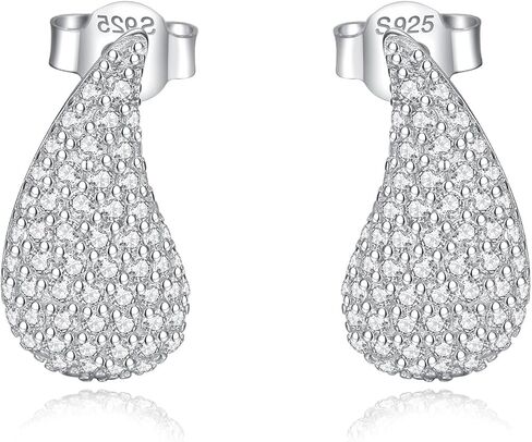 925 فضة دمعة أقراط للنساء مكتنزة هوب أقراط خفيفة الوزن موضة دمعة مجوهرات هدايا in Kuwait