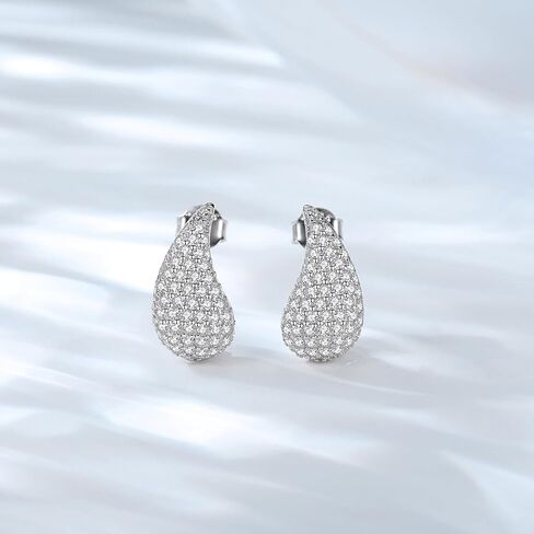 925 فضة دمعة أقراط للنساء مكتنزة هوب أقراط خفيفة الوزن موضة دمعة مجوهرات هدايا in Kuwait