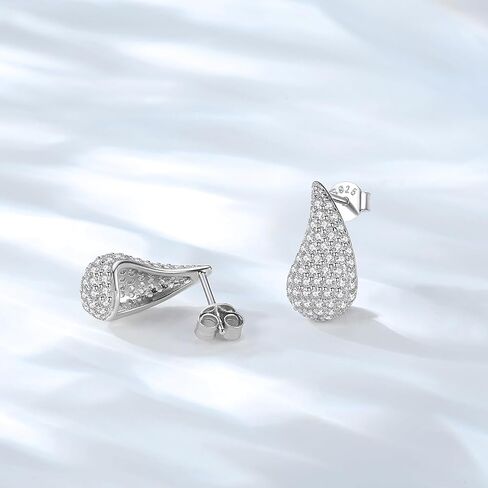 925 فضة دمعة أقراط للنساء مكتنزة هوب أقراط خفيفة الوزن موضة دمعة مجوهرات هدايا in Kuwait