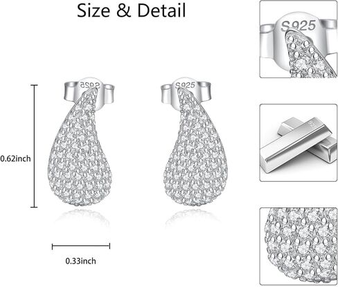 925 فضة دمعة أقراط للنساء مكتنزة هوب أقراط خفيفة الوزن موضة دمعة مجوهرات هدايا in Kuwait