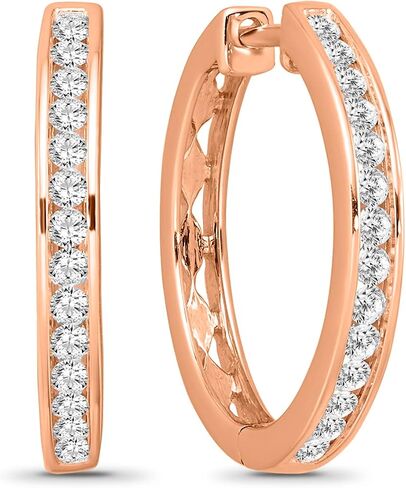 10K Gold or Silver Diamond Round Hoop Earrings (1/2 cttw, I-J Color, I2 Clarity) in Saudi Arabia