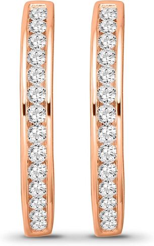 10K Gold or Silver Diamond Round Hoop Earrings (1/2 cttw, I-J Color, I2 Clarity) in Saudi Arabia