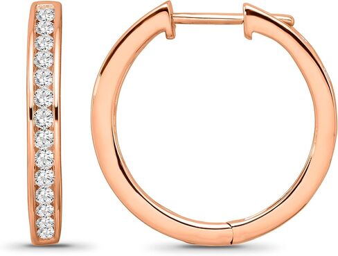 10K Gold or Silver Diamond Round Hoop Earrings (1/2 cttw, I-J Color, I2 Clarity) in Saudi Arabia