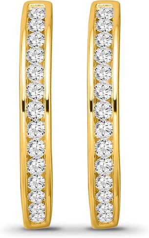10K Gold or Silver Diamond Round Hoop Earrings (1/2 cttw, I-J Color, I2 Clarity) in Saudi Arabia