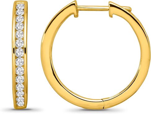 10K Gold or Silver Diamond Round Hoop Earrings (1/2 cttw, I-J Color, I2 Clarity) in Saudi Arabia