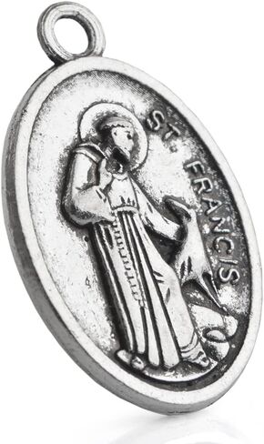 القديس أنتوني بادوا والقديس فرانسيس الأسيزي مطلي بالفضة 25 مم هدايا دينية مسيحية كاثوليكية ميدالية 24 حزمة بالجملة in Kuwait
