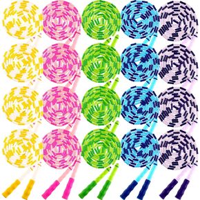 20 Pack Adults Kids Jump Ropes 9.2 Feet Adjustable Length Tangling Free Segmented Skipping Rope with Soft Beaded Segment Equipment for Kids Women Men Exercise Training Workout Weight Loss, 5 Colors
