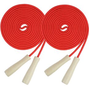 Double Dutch Jump Rope 16 ft 2 Pack, Adjustable Long Skipping Rope with Wooden Handle, Multiplayer Team Jumping Rope for Kids Adults, Long Enough for 5-6 Jumpers