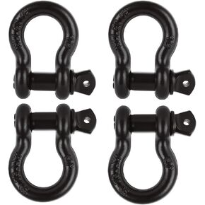 4 Pcs 1/2 Inch D Ring Shackle with Screw Pin Clevis, 2 Ton Working Load Limit Clevis Shackle, Heavy Duty Tow Strap Hooks for Vehicle Recovery