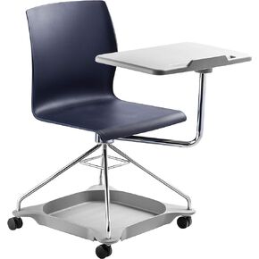 National Public Seating Mobile Chair with Tablet Arm and Storage, Blue