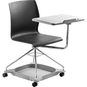 National Public Seating Mobile Chair with Tablet Arm and Storage, Blue