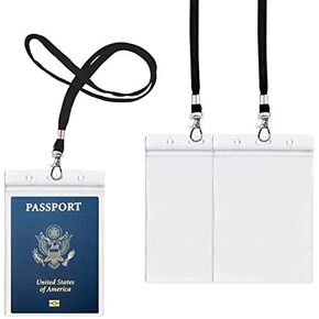4x6Inch Extra Large Passport Holders ID Badge PVC Card Holder with Lanyards Fill for Passports by ALMHPVC (10Pack Black Lanyards)