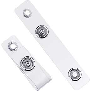Clear ID Badge Holder Strap Plastic Badge Strap with Snap and Eyelet Vinyl Badge Clips for Card Holder, Lanyards, Key Rings (50 Pieces)
