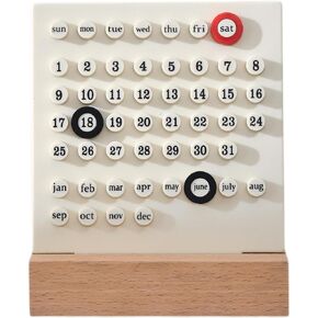 تقويم مكتب خشبي تقويم دائم للمنزل القديم هدايا فريدة من نوعها، عرض تاريخ الشهر، ديكورات مكتب للمكتب، ملحقات مكتبية جمالية، ديكور مكتب لطيف (أبيض كريمي) in Kuwait