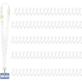 100 Pack Sublimation Lanyards Blank Bulk White Sublimation Lanyards with Swivel Hooks Neck Lanyards Heat Transfer Lanyard for ID Badge Holder Keychain as Christmas Gifts 2.0