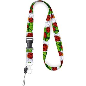 Lanyards for Id Badges, Cute Neck Lanyard for Keys, Wallet and Badge Holder, Cotton Cool Keychain Lanyards for Women, Men, Teacher(Colorful Feathers)