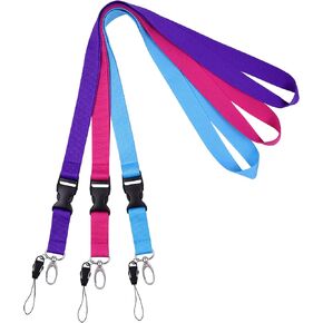Wisdompro Office Lanyard, 5pcs 23 inch Polyester Neck Strap with Oval Clasp and Detachable Buckle for Phones, Camera, USB, Key, Keychain, ID Name Tag Badge Holder - Blue