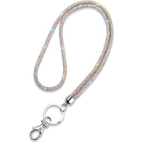 SAVORI Key Lanyard For Women, Rhinestone Lanyard Bling ID Card Holder Cute Neck Lanyard with Metal Clasp Keyring