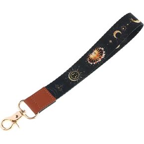 Cute Wrist Lanyard for Keys Purple Wristlet Lanyard Key Chain Holder Boho Small Keychain Wristlet Lanyard for Women Girls Teachers for Wallet ID Holder Cool Short Hand Wrist Lanyard Strap(Moon Sun) in Saudi Arabia
