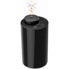 Waterless Diffuser for Essential Oil Nebulizer Battery Operated Mini Scent Air Machine Aromatherapy Atomizing Diffuser 1/2/3H/Time Off 3 Mist Level for Home Cars Office (AN6 Black)