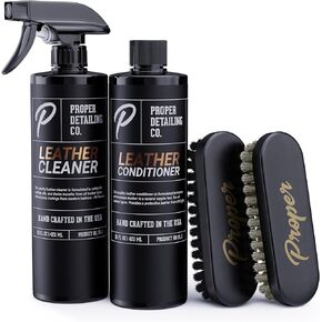 Car Leather Seat Cleaner and Conditioner, Cleans and Protects, Leather Care kit Includes car Leather Cleaner and car Leather Conditioner with 2 Detailing Brushes