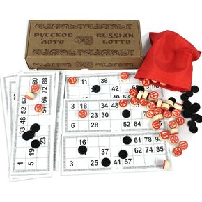 Russian Loto Family Game - Bingo Game for Adults - Tombola Games - Russian Lotto Game with Wooden Barrels, Bingo Cards and Chips - Board Games in Saudi Arabia
