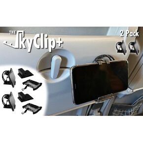 The SkyClip+ Phone & Tablet Holder for Air Travel, Home and Office Use - Inflight Phone Mount & Stand Compatible with iPhone, Android, Kindle and Tablets - Ultimate Travel Accessory (Black) in Kuwait