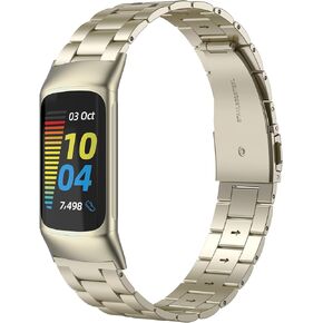 Wearlizer Compatible with Fitbit Charge 6/Charge 5 Bands for Women Men, Classic Stainless Steel Ultra-Thin Lightweight Replacement Straps Charge 6/Charge 5 Bands