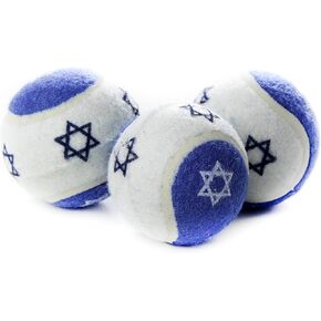 2.5-Inch Diameter Tennis Balls with a Blue Star in The Middle for Dogs and Cats, Blue and White