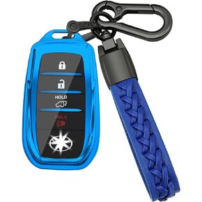 for Toyota Key fob Cover,case with Keychain,Tpu 360 Degree Protection Key Case compatible with 2021-2022 Venza,RAV4 Prime,Sienna,Land Cruiser,Fortuner,Mirai,Black