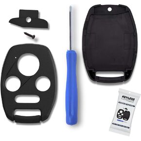 4-BTN Cover Case Keyless Entry Remote Key Fob Shell Replacement, fits 2003-2012 Honda Accord, 2006-2013 Civic EX, 2009-2015 Pilot, 2005-2006 CR-V / NO Cutting Required