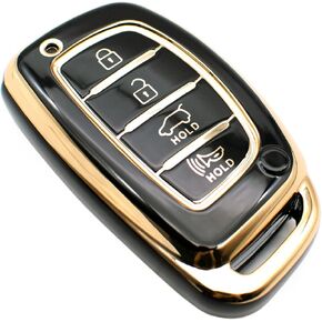 FEYOUN Key Fob Cover Compatible with Hyundai Elantra Elantra GT Ioniq Sonata Tucson Smart 4 Buttons TPU Remote Keyless Key Fob Case Protection Shell Accessories, White
