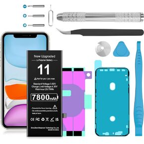 Battery for iPhone 11, Upgraded 7800mAh Ultra High Capacity Li-Polymer Battery Replacement for iPhone 11 Model A2111, A2221, A2223 with Repair Tool Kit