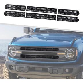 for Bronco Grille Inserts, 6 Pack Front Mesh Grill Cover Guard Exterior Trim Accessories Compatible with Ford Bronco 2021-2024 (Matte Black)