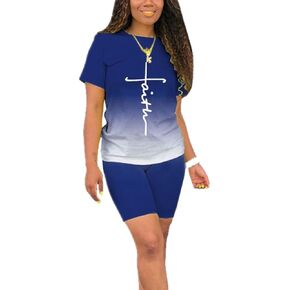 بدلة رياضية نسائية مكونة من قطعتين بدلة رياضية مثيرة ضيقة بأكمام قصيرة وسويت شيرت وسروال in Kuwait