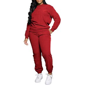 TOPSRANI Women Two Piece Outfits Casual Sweatsuits Tracksuit Solid Lounge Jogging Sweat Suits Matching Jogger Pants Sets