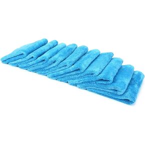 Autofiber [Korean Plush 550] Premium Edgeless Detailing Towels 550gsm (16"x16") Aqua Blue - 3 Pack