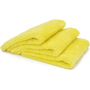 Autofiber [Korean Plush 550] مناشف فاخرة بدون حواف بتفاصيل 550 جرامًا للمتر المربع (16 بوصة × 16 بوصة) أصفر - 3 عبوات in Kuwait