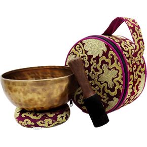 Tibetan Singing Bowl 8 Inch Large Hand Hammered Chakra Bowl 7 Metal Meditation Bowl for Cleansing, Chakra Balancing, Mindfulness, Yoga, Décor, Gift Set (Comes with Cushion, Mallet and Box