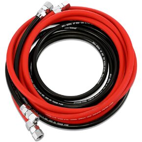 Frienda 2 Pack 12 Ft Air and Fluid Hose Assemblies Kit with Fittings Heavy Duty Air Hose 5/16" ID 3/8" NPS Fluid Hose 1/4" ID 1/4" NPS for Spray Guns Paint Canisters Auto Paint Pressure Pot