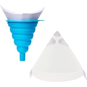 100Pack 100 Micron Paint Strainers Paint Filter Paint Cones with 1 Pcs Silicone Funnel, 100 Micron Paint Filter with Fine Nylon Mesh - Automotive, Spray Guns, Arts Crafts