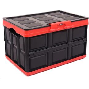 Plastic Durable Cargo Storage Box Weathertight Storage Organizer Box Secure Snap-on Lid Car Trunk Organizer Collapsible Hard Plastic Storage Box
