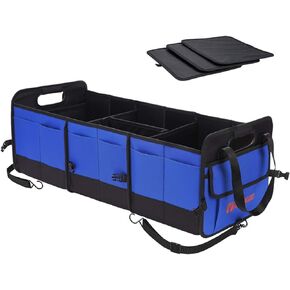 AUTOARK Multipurpose Car Trunk Organizer with Straps,Non-Slip Waterproof Bottom,Durable Collapsible Adjustable Compartments Cargo Storage,Upgraded Handle,AK-072
