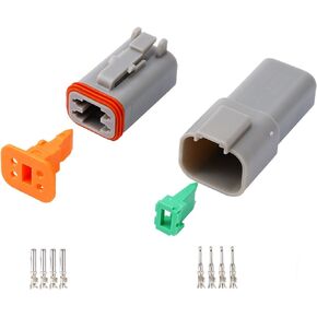 DT Connector Gray Waterproof Electrical Wire Connector with Solid Contact and Seal Plug,8 Set (2KIT(2 3 4 6 8 12PIN))