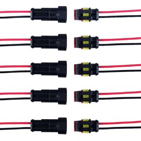 2 Pin Connector Waterproof Electrical Connector Male and Female Way Quick Disconnect 18AWG Automotive Electrical Wire Connectors for Truck Motorcycle Boat (5 Kits)