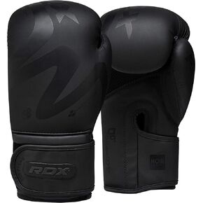 RDX Boxing Gloves Sparring Muay Thai Pro Training, Maya Hide Leather, Kickboxing Heavy Punching Bag Focus Mitts Pads Double End Ball Workout, MMA Fitness Gym Bagwork, Ventilated Palm, Men Black