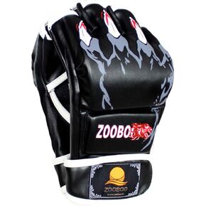 ZooBoo MMA Gloves - Half-Finger Boxing Fight Gloves Punching Gloves Mitts with Adjustable Wrist Band for Sanda Sparring Punching Bag Training (One Size Fits Most)