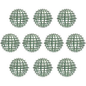 10Pcs Artificial Plant Topiary Ball Support Cage Plastic Plant Trelli Faux Green Ball Rack Frame Flower Shelf Holder for Home Garden 20X20cm